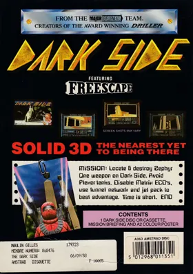 Dark Side (UK) (1988) box cover back